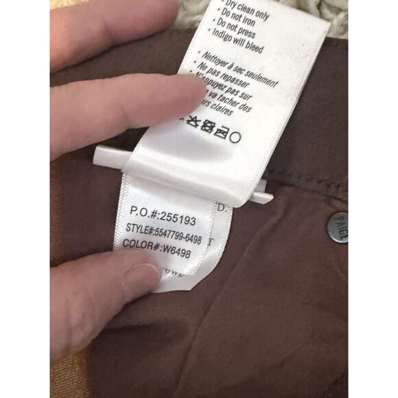 Paige Cindy Coated High Rise Straight Jeans Brown Size 31 Chic Night Out - Picture 12 of 12